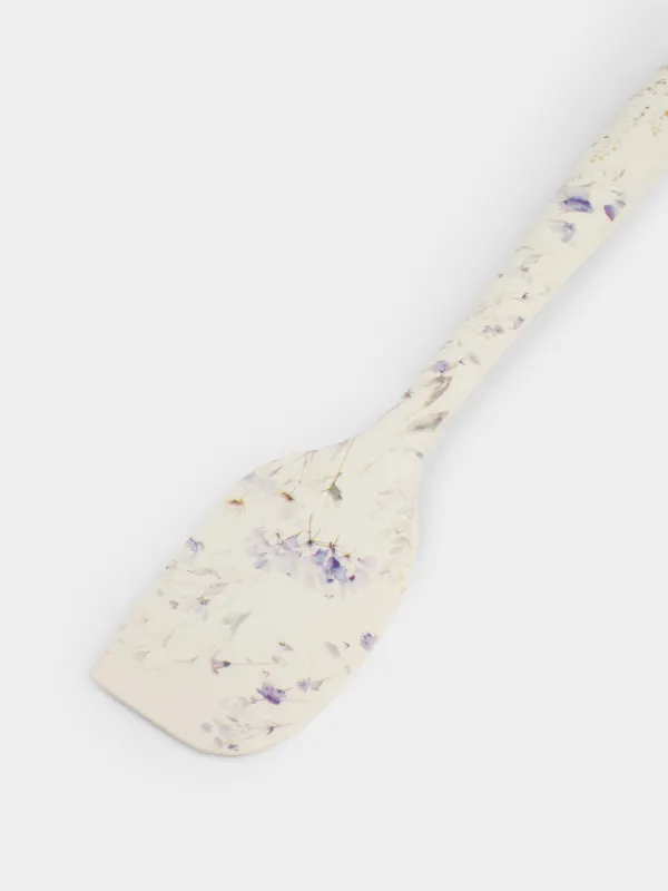 Лопатка-шпатель, 27 см, силикон, молочная, Голубые цветы, Flowers, image-3