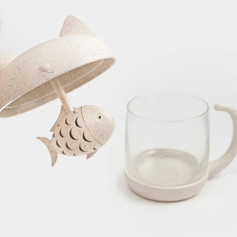 Кружка, 250 мл, с ситом для заваривания и крышкой, стекло Б/пшеничное волокно, Кошка, Cat, image-2