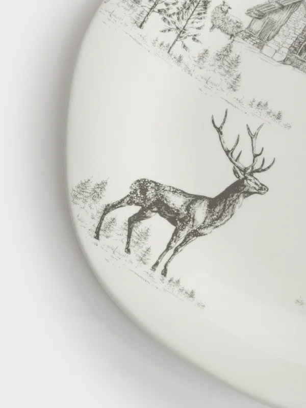 Тарелка обеденная, 28 см, Олень в лесу, Winter deer, image-4