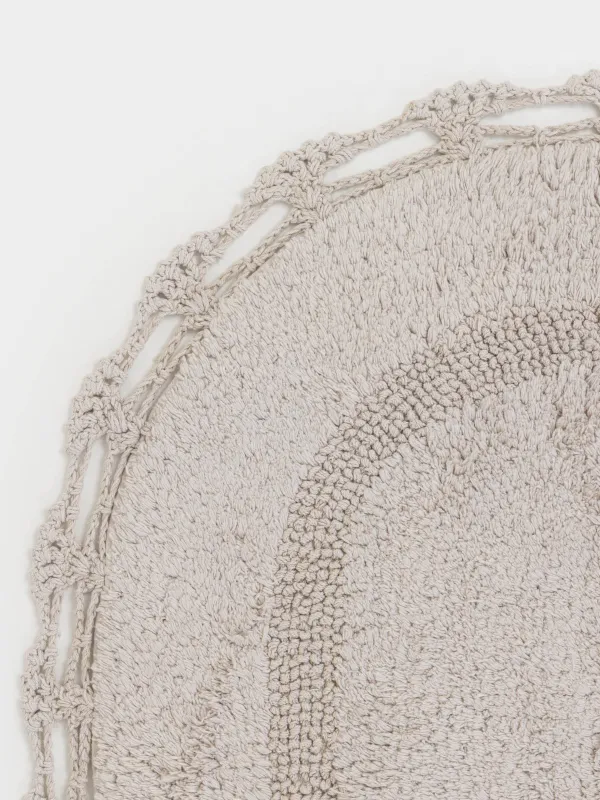 Коврик, 60x100 см, овальный, хлопок, бежевый, Кружево, Knit, image-1