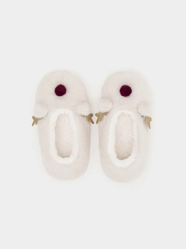 Тапочки-носки женские, искусственный мех/шерпа, Funny warm, image-1