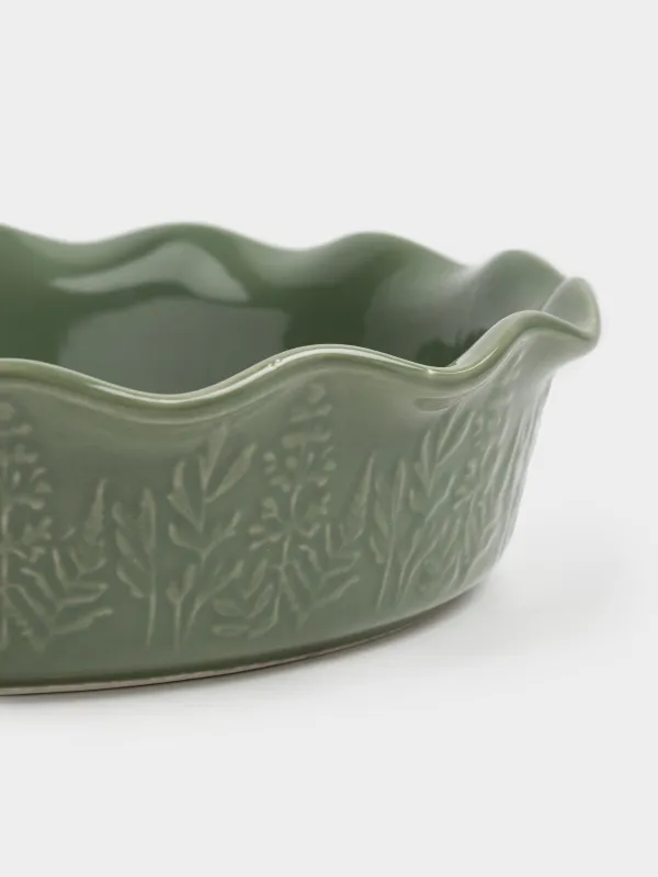 Форма для запекания, 28 см, керамика, круглая, зеленая, Ветви, Forest ode, image-2