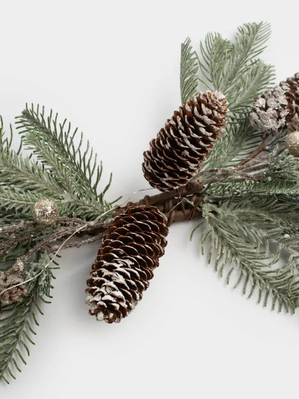 Композиция декоративная, 60 см, с подсветкой, пластик, Ягоды шампань и шишки, Conifer champagne, image-2