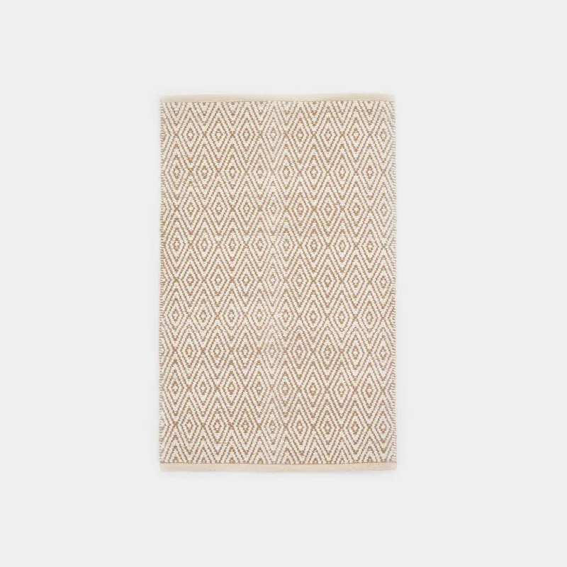 Коврик, 65x100 см, хлопок, бежево-коричневый, Ромбы с люрексом, Shiny threads