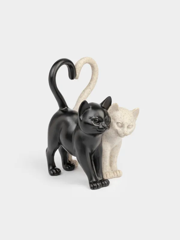 Статуэтка, 10х13 см, полирезин, черно-бежевая, Кот и кошка, Cat, image-1