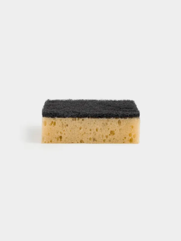 Губка для мытья посуды, 10х7 см, 5 шт, поролон/абразив, черно-бежевая, Black clean, image-1