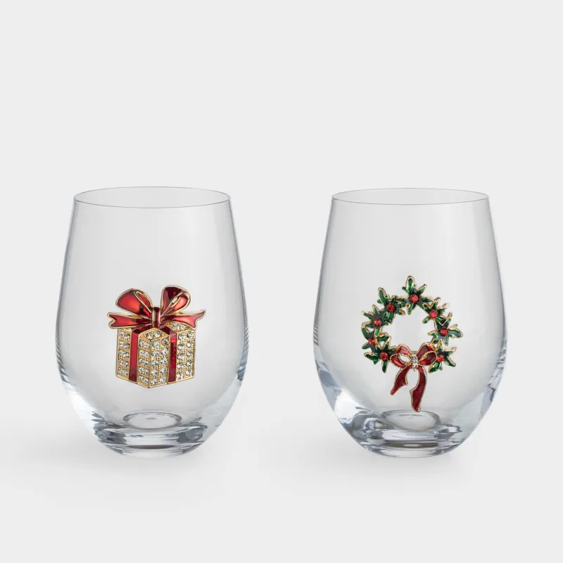 Стакан, 12 см, 500 мл, 2 шт, стекло/металл, Подарок и венок, Verset