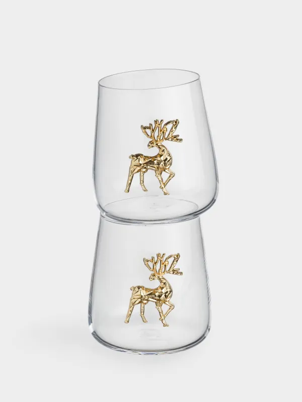 Стакан, 10 см, 430 мл, 2 шт, стекло/металл, Олень, Verset, image-1