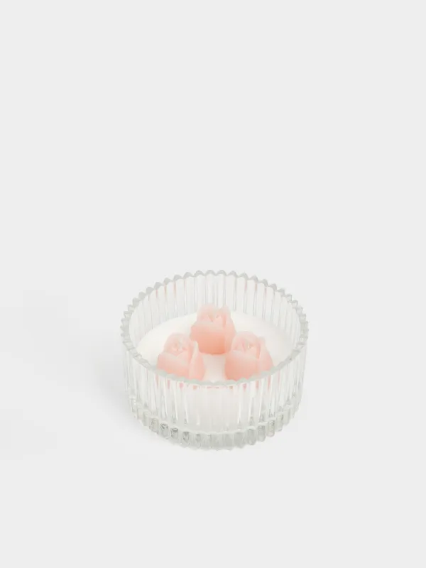 Свеча ароматическая, 11x5 см, в подсвечнике, с крышкой, стекло, Lychee Blossom, Тюльпаны, Rose, image-2