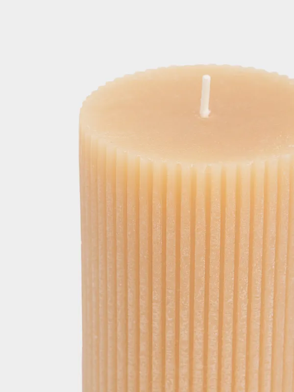 Свеча, 7х10 см, цилиндрическая, Ribbed candle, image-1