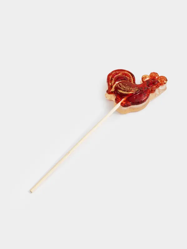 Леденец, 30 гр, погремушка, на палочке, изомальт, красный, Петушок, Sweet life, image-1