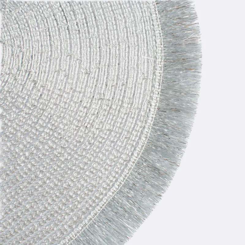 Салфетка под приборы, 30х45 см, с бахромой, полиэстер, овальная, серебристая, Rotary shine, image-2