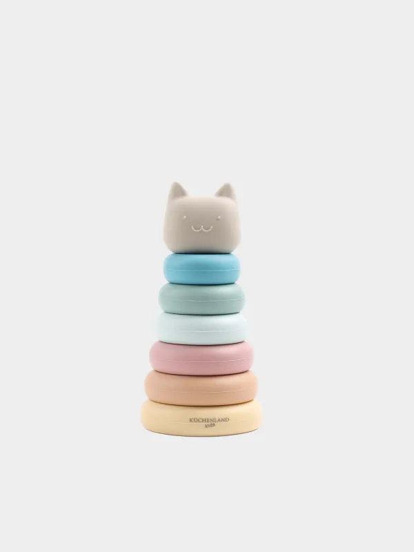 Игрушка развивающая, 16 см, Пирамидка кот, Kiddy, image-0