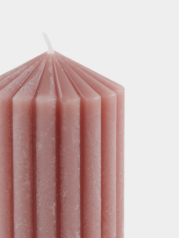 Свеча, 14 см, цилиндрическая, Ribbed candle, image-1