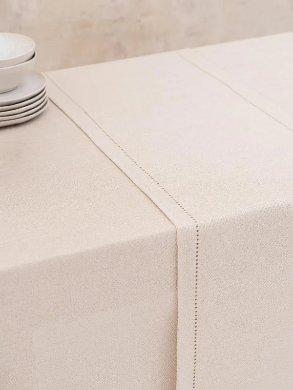 Дорожка настольная, 40х160 см, полиэстер, серебристо-кремовая, Hemstitch, image-7