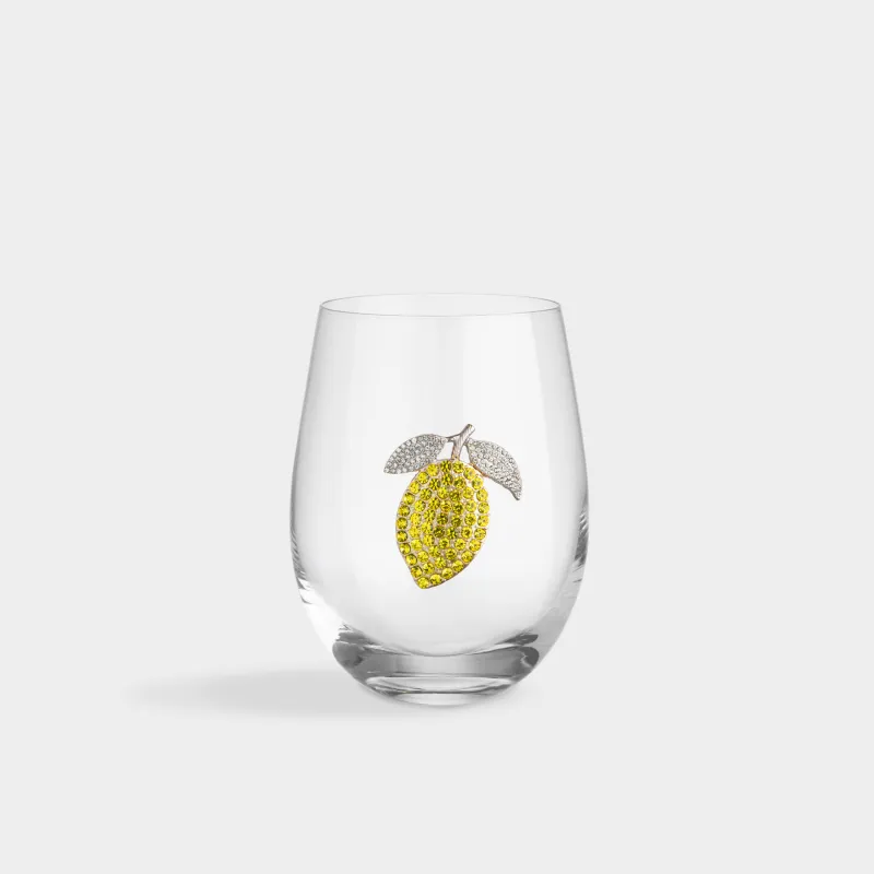 Стакан, 10 см, 520 мл, стекло/металл, Лимон, Lux elements