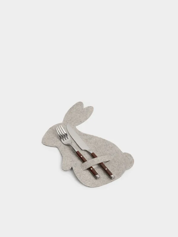 Карман для столовых приборов, 30х20 см, фетр, бежевый, Кролик, Felt mat, image-3