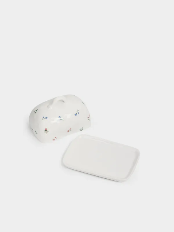 Масленка, 16 см, керамика D, прямоугольная, молочная, Нежные цветы, El flora, image-2