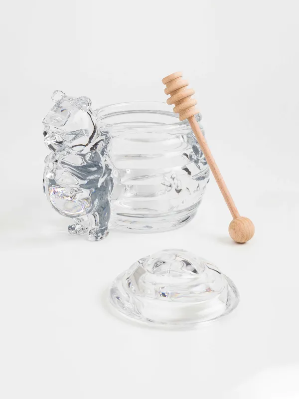 Банка для меда, 270 мл, с ложкой, стекло/дерево, Медведь, Honey, image-2