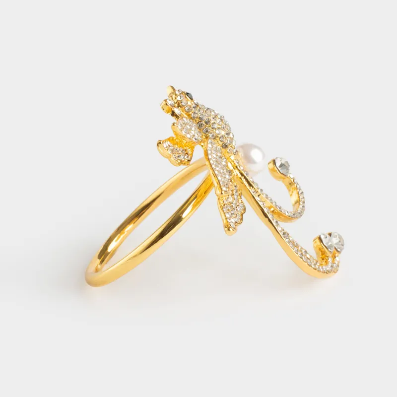 Кольцо для салфеток, 6 см, металл, золотистое, Птица и жемчужина, Paradise birds, image-1