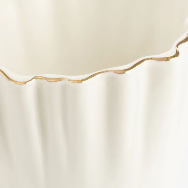 Кружка, 400 мл, фарфор P, с золотистым кантом, Мятый эффект, Crumple gold, image-4