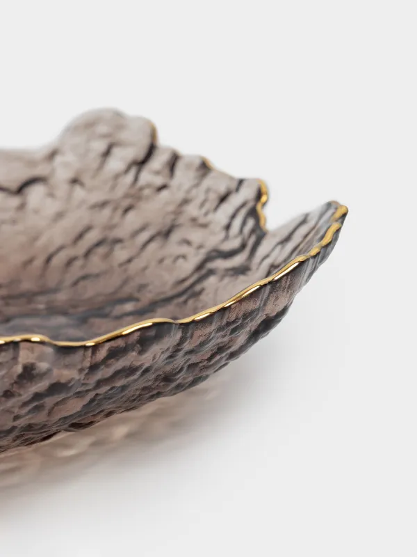 Блюдо, 25х3 см, стекло, коричневое, с золотистым кантом, Nautilus color, image-4