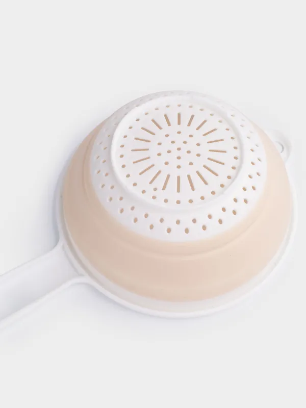 Дуршлаг, 33 см, складной, с ручкой, пластик/резина, серо-бежевый, Foldaway, image-4