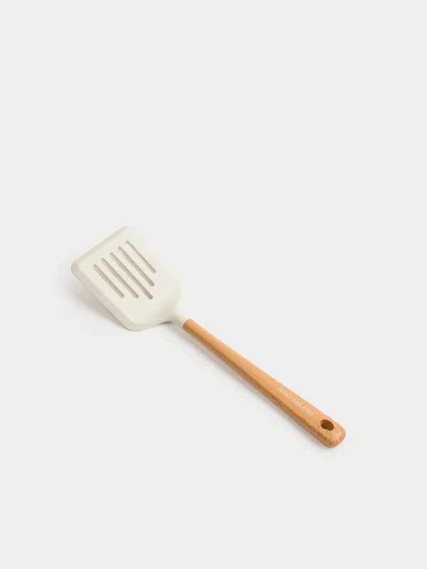 Лопатка, 31 см, с прорезями, силикон/пластик, бежевая, Letia, image-1