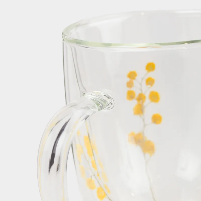 Кружка, 330 мл, стекло Б, с сухоцветами внутри, Мимоза, Air decor, image-4
