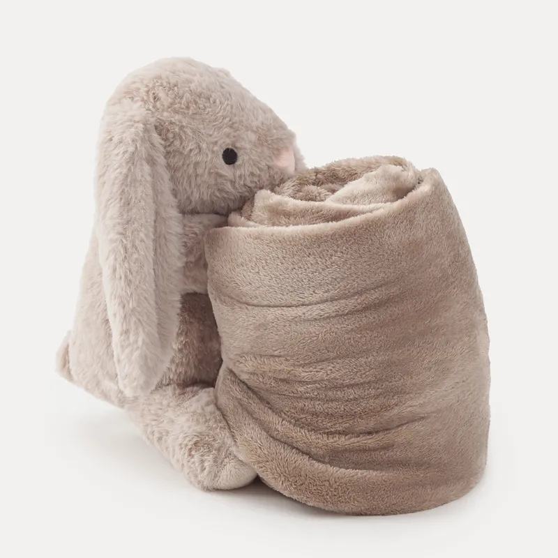 Плед с игрушкой, 178х132 см, флис/полиэстер, бежевый, Зайка, Rabbit