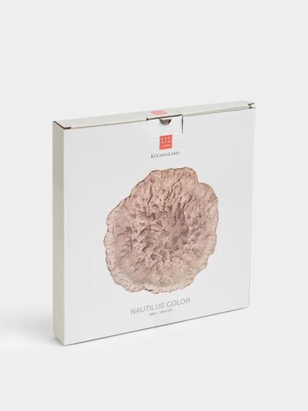 Блюдо, 26х3 см, стекло, коричневое, с золотистым кантом, Nautilus color, image-5