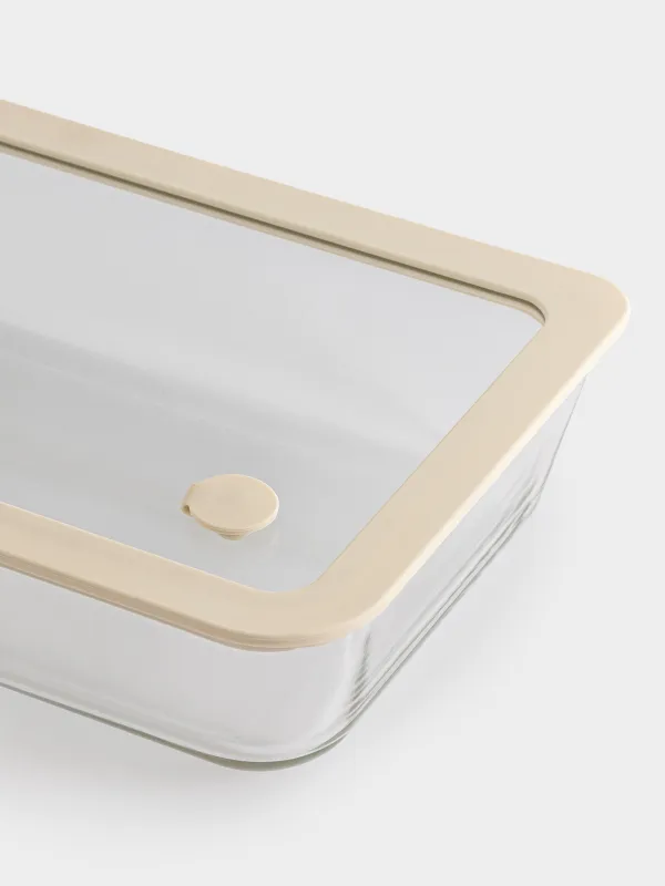 Контейнер, 1,4 л, с клапаном, стекло Т/силикон, прямоугольный, бежевый, Verre, image-4