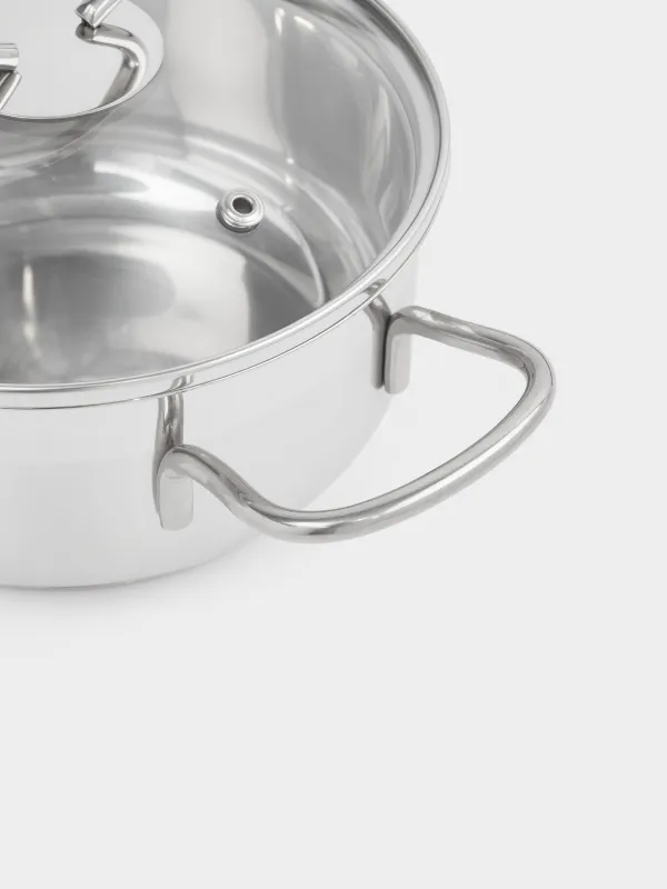 Кастрюля, 16 см, 1,4 л, с крышкой, сталь/стекло, Egoist lite, image-2