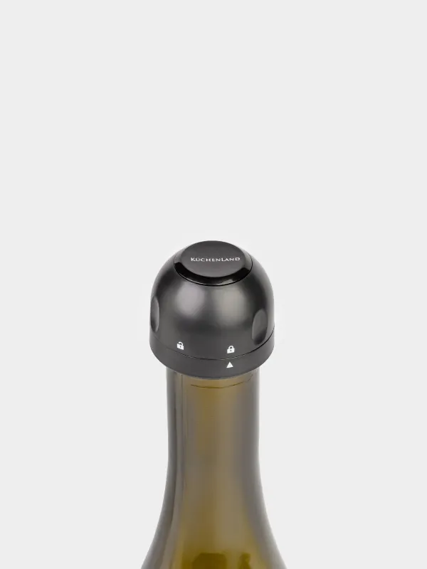 Пробка для бутылки шампанского, 4 см, с запорным механизмом, пластик, черная, Купол, Bar, image-4