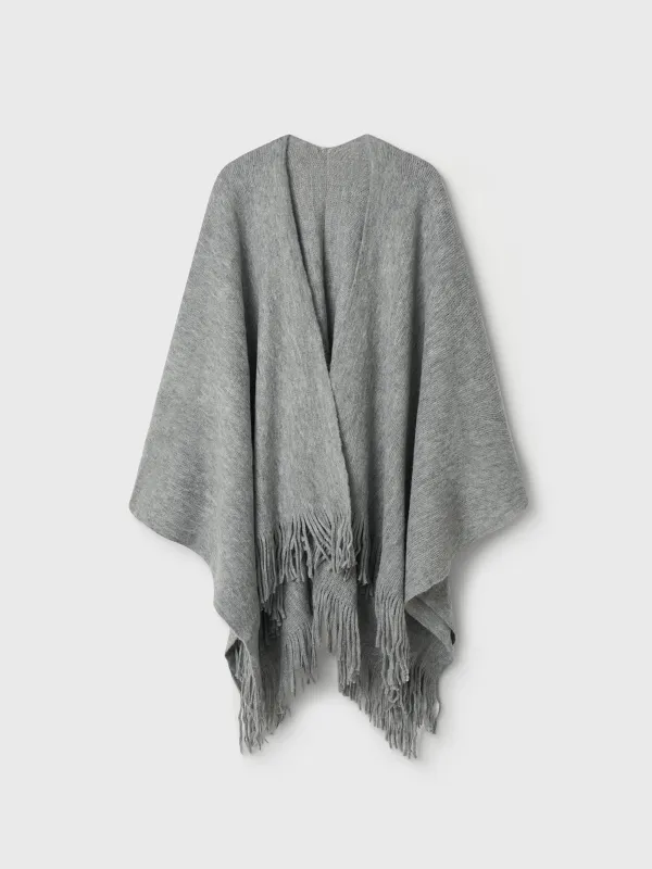 Пончо с бахромой, серое, image-8