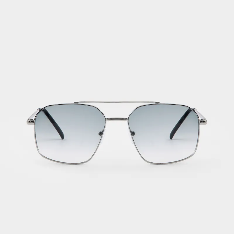 Очки солнцезащитные, сталь/пластик, квадратные, серебристо-черные, Авиаторы, Geometric
