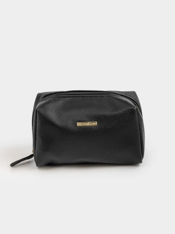 Косметичка, 18х12 см, полиуретан, черная, Force, image-1