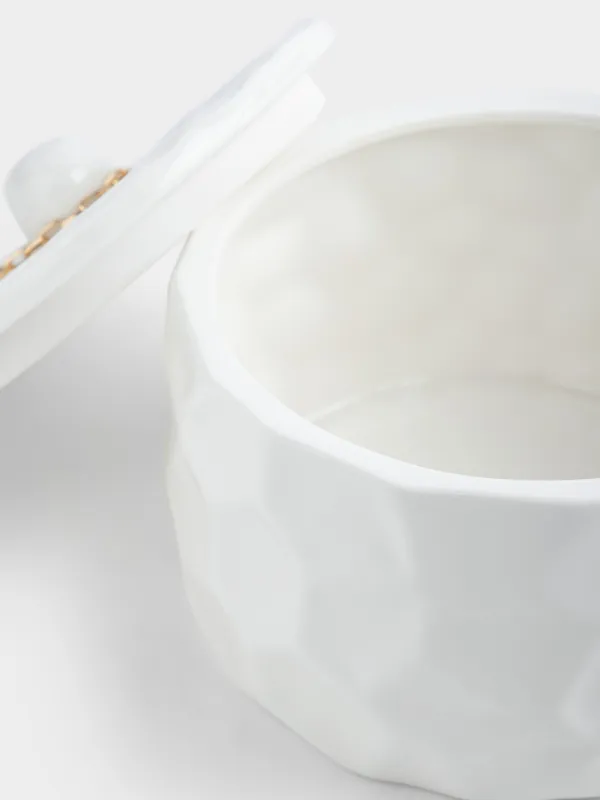 Емкость для хранения, 13х10 см, 500 мл, с подвеской, фарфор P, молочная, Мятый эффект, Crumple, image-5