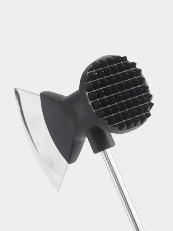 Молоток для отбивания мяса, 28 см, с топориком, сталь/дерево, Black style, image-5