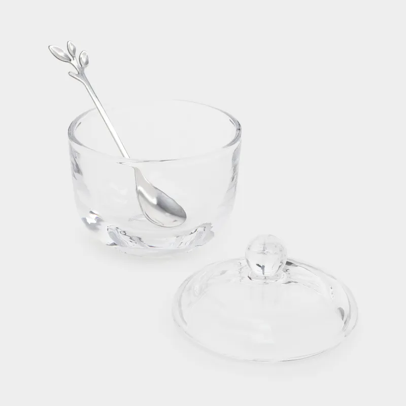 Сахарница, 11 см, 210 мл, с ложкой, стекло/сталь, Volo, image-1