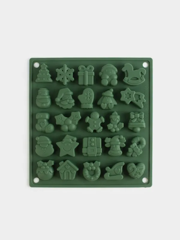 Форма для льда и шоколада, 19х18 см, 25 отд, силикон, зеленая, Атрибуты праздника, Bakery color, image-0