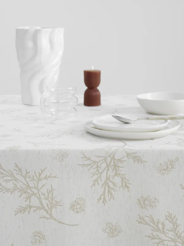 Скатерть, 160х160 см, из жаккарда, Ветви и шишки, Conifer branches, image-4