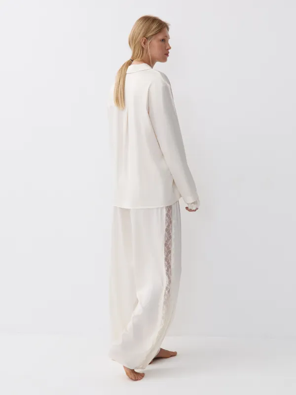 Брюки из сатина с кружевом Pellageya, image-3