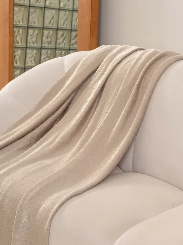 Плед, 130х170 см, фланель/люрекс, бежево-золотистый, Flannel, image-1