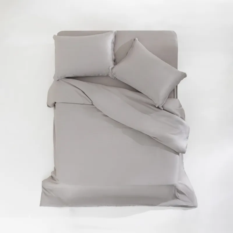 КПБ евро, с натяжной простыней, бамбук, платина, Pure bamboo