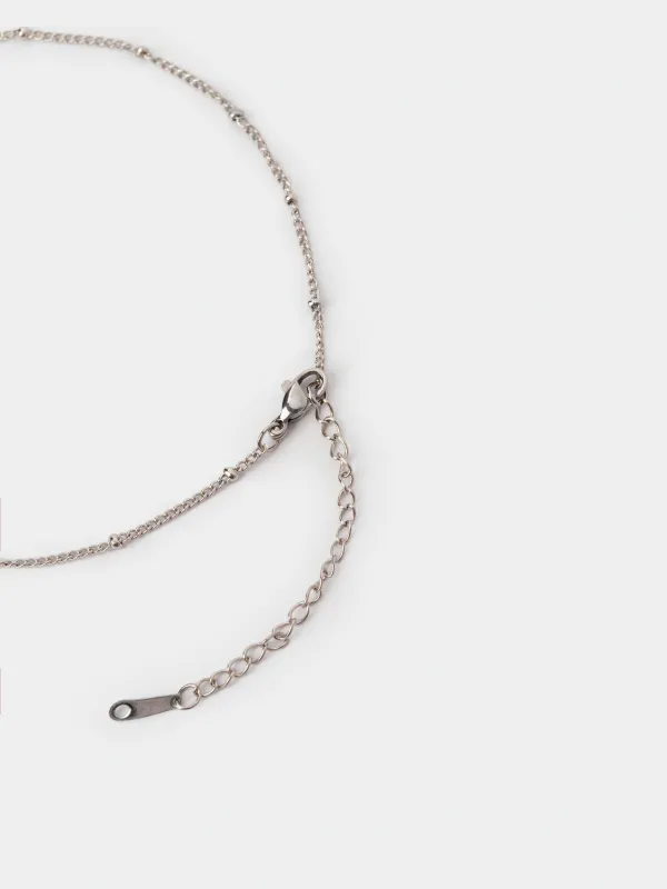 Цепочка, 49 см, с подвеской, металл/стразы, серебристая, Кольцо, Jewelry, image-2