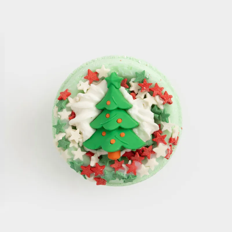 Бомбочка для ванны, 130 гр, с игрушкой, зеленая, Мандарин и хвоя, Елка, Christmas spa