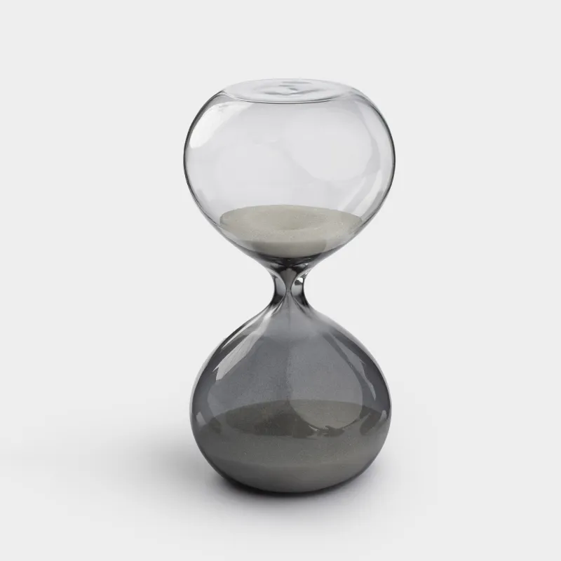 Часы песочные, 15 см, 15 минут, с блестками внутри, стекло/песок, серые, Sand time