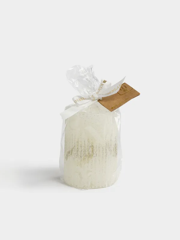 Свеча, 6x8 см, цилиндрическая, с блестками, Ribbed candle, image-2