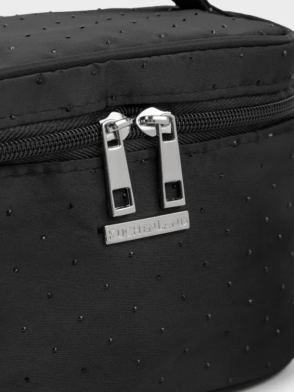 Косметичка, 19х14 см, с ручкой, нейлон, черная, Force night, image-2